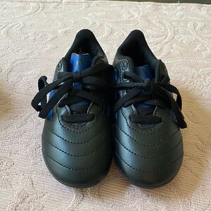 Adidas Kids Soccer Cleats in Black with Blue Accents